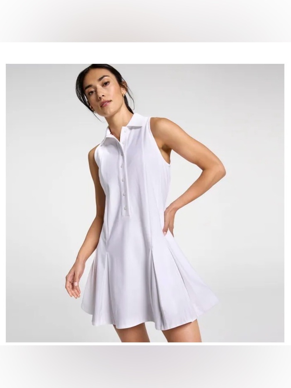 CALIA Women's Box Pleat Polo Tennis & Golf Dress in Pure White XL NWT